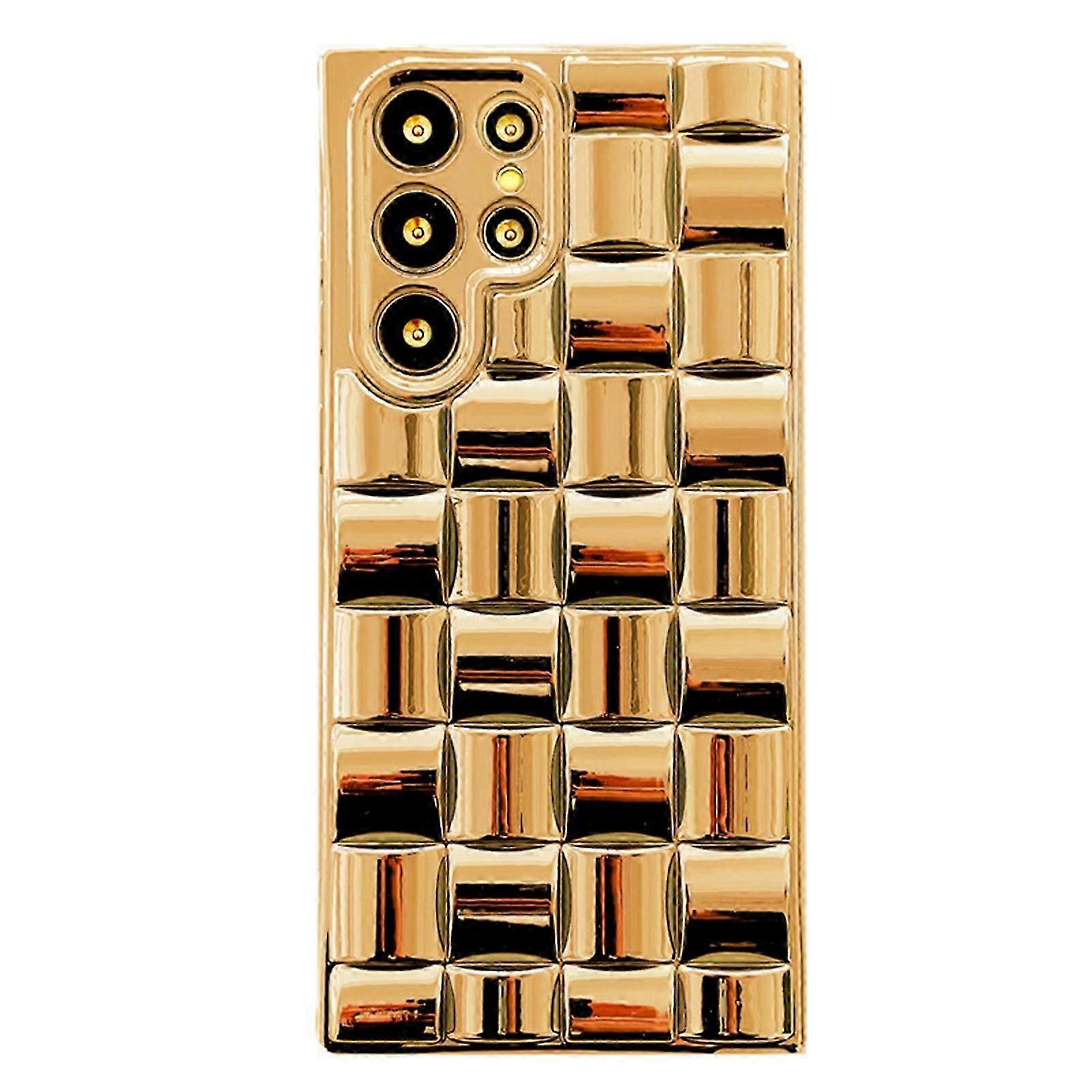 Woven Pattern TPu Leather Electroplated Silicone Case Compatible With Samsung Galaxy S24 Ultra, Slim Shockproof Case With Camera Protection