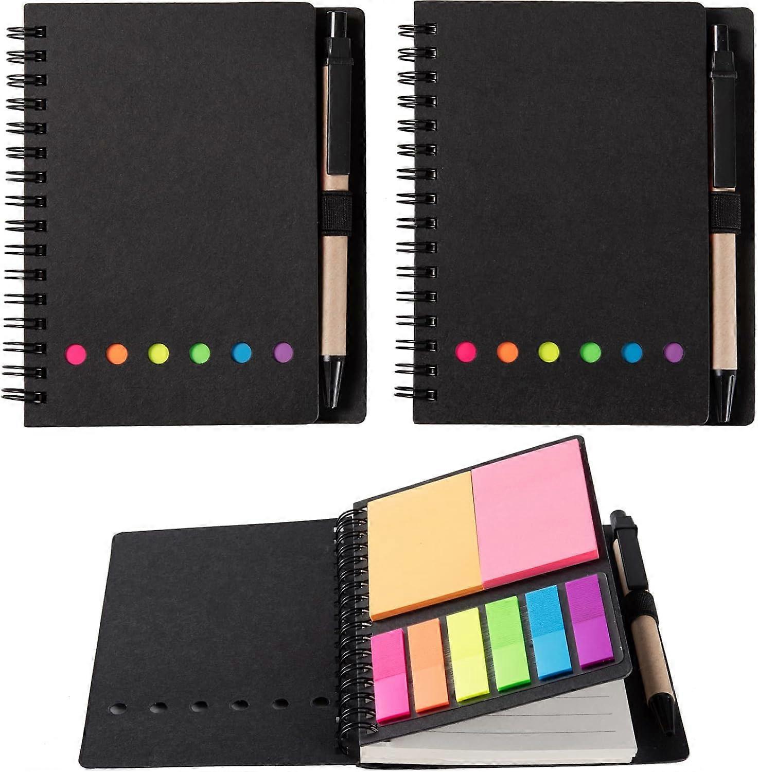 2 Packs Spiral Notebook Steno Pads Lined Notepad, 4.73"x5.9" Kraft Paper Cover Small Pocket Notebooks (Black 2 Packs)