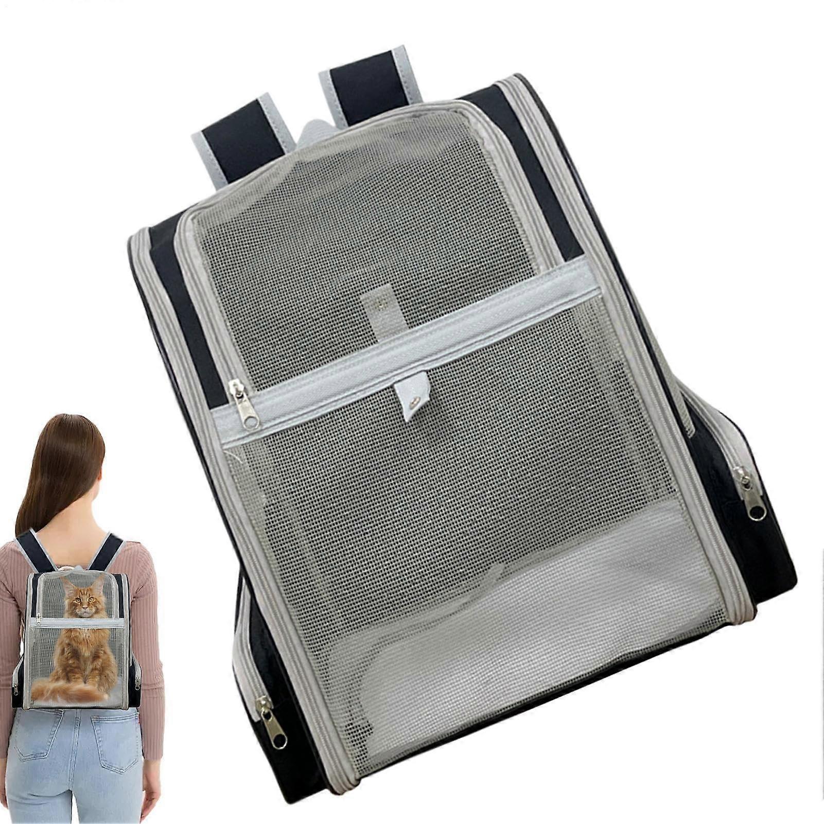 Cat Carrier Backpack, Large Foldable Pet Travel with Removable Cushion black