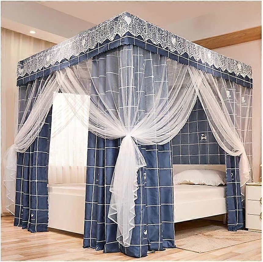 4post canopy bedspread, mosquito net, Twin Queen (Color: E, Size: 180x220cm)