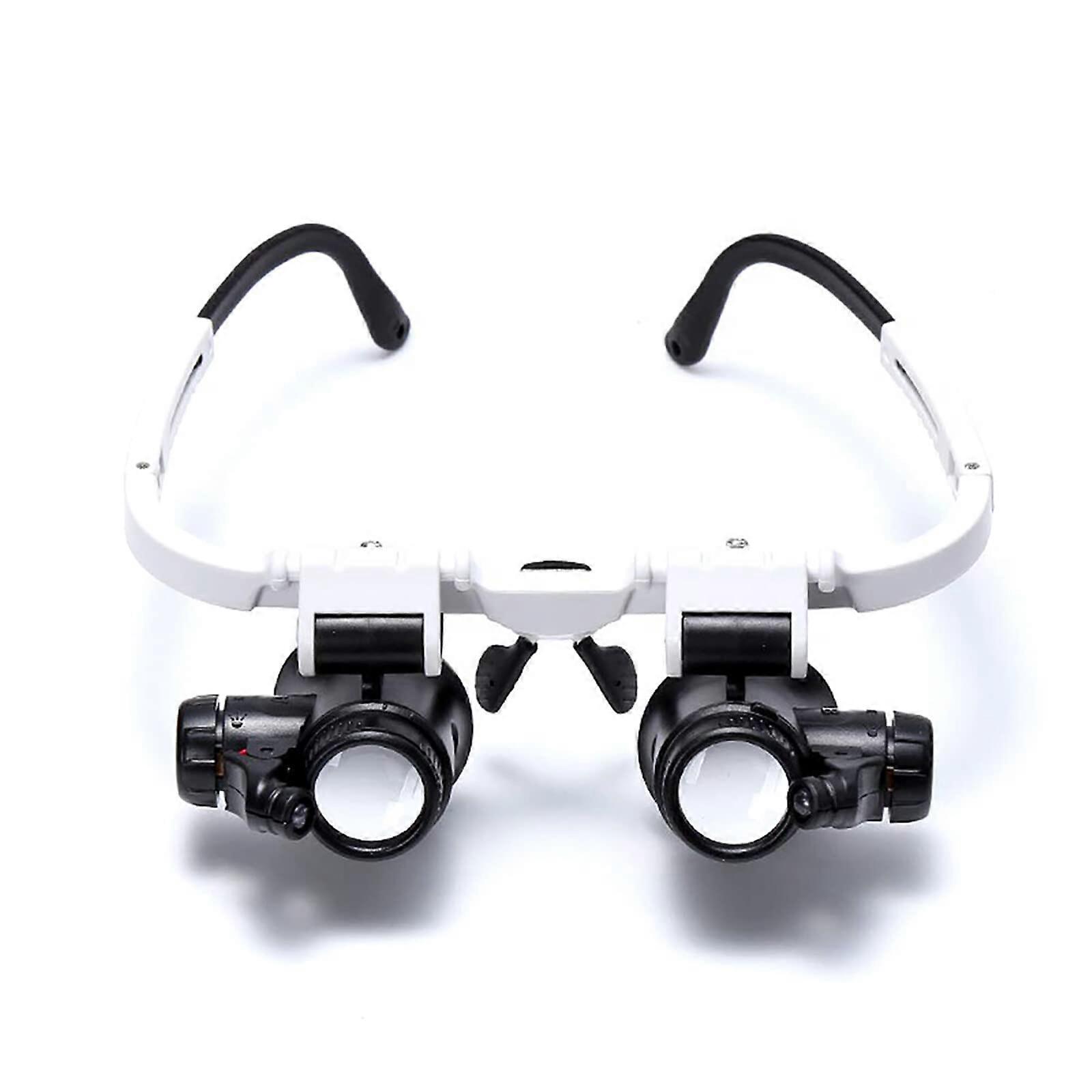 Binocular Head Mount Magnifying Glasses with 2 Interchangeable Lenses 8X 15X 23X for Hands-Free Reading and Jewelry Inspection