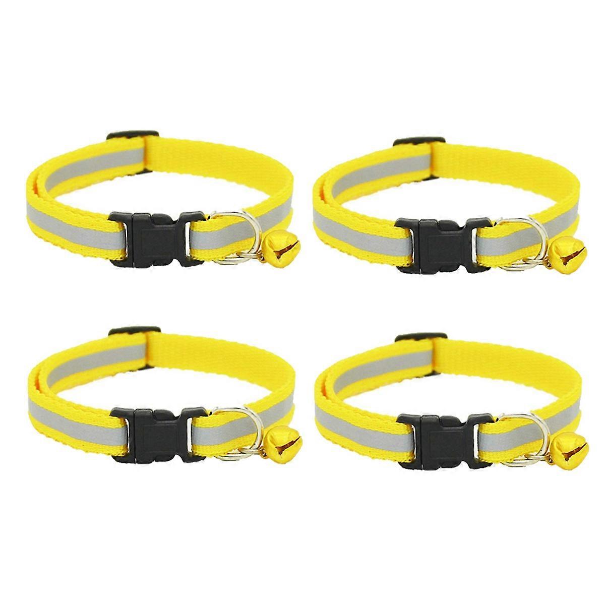 Adjustable Reflective Pet Collar Safety Release with Bell (Yellow)