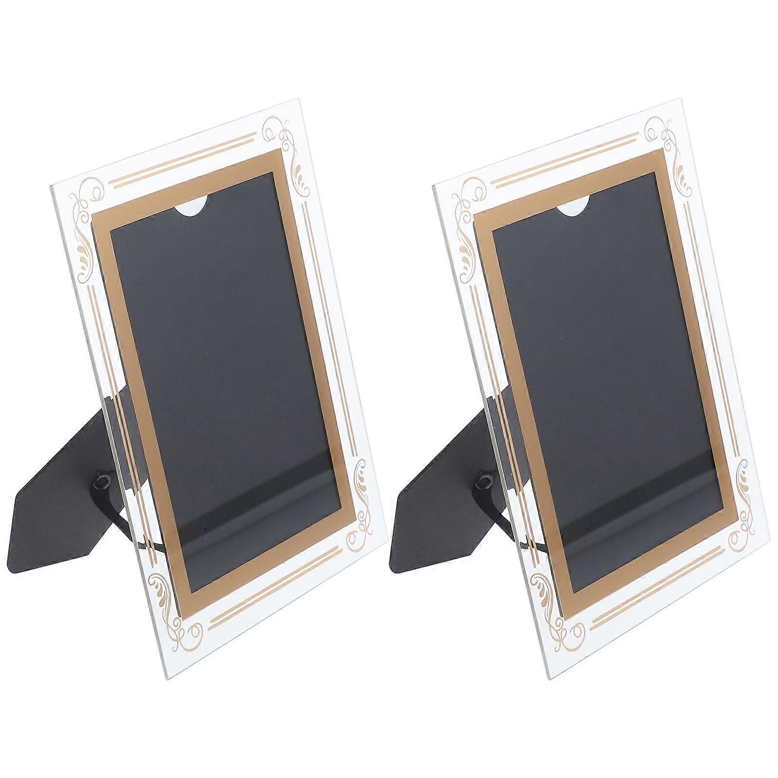 Photo Holder Stand Clear Pictures Desktop Display Simple Style 7.9×5.9×0.1in 2Pcs