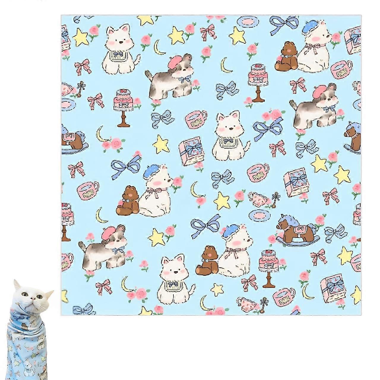 Cat Grooming Wrap, Cat Bag, Cat Wrap, Cat Control Mat, Multifunctional Pet Tool, Cat Wrap for Nail Edges, Cat Grooming Cloth (Blue)