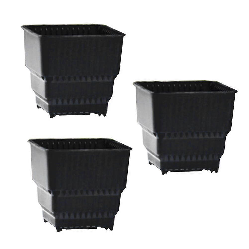 Planter For Succulents Root Control Flowerpots Resin Square Mini Plastic Plants Bookshelf Display Black 6.40X6.00X6.00CM Drainage 3Pcs