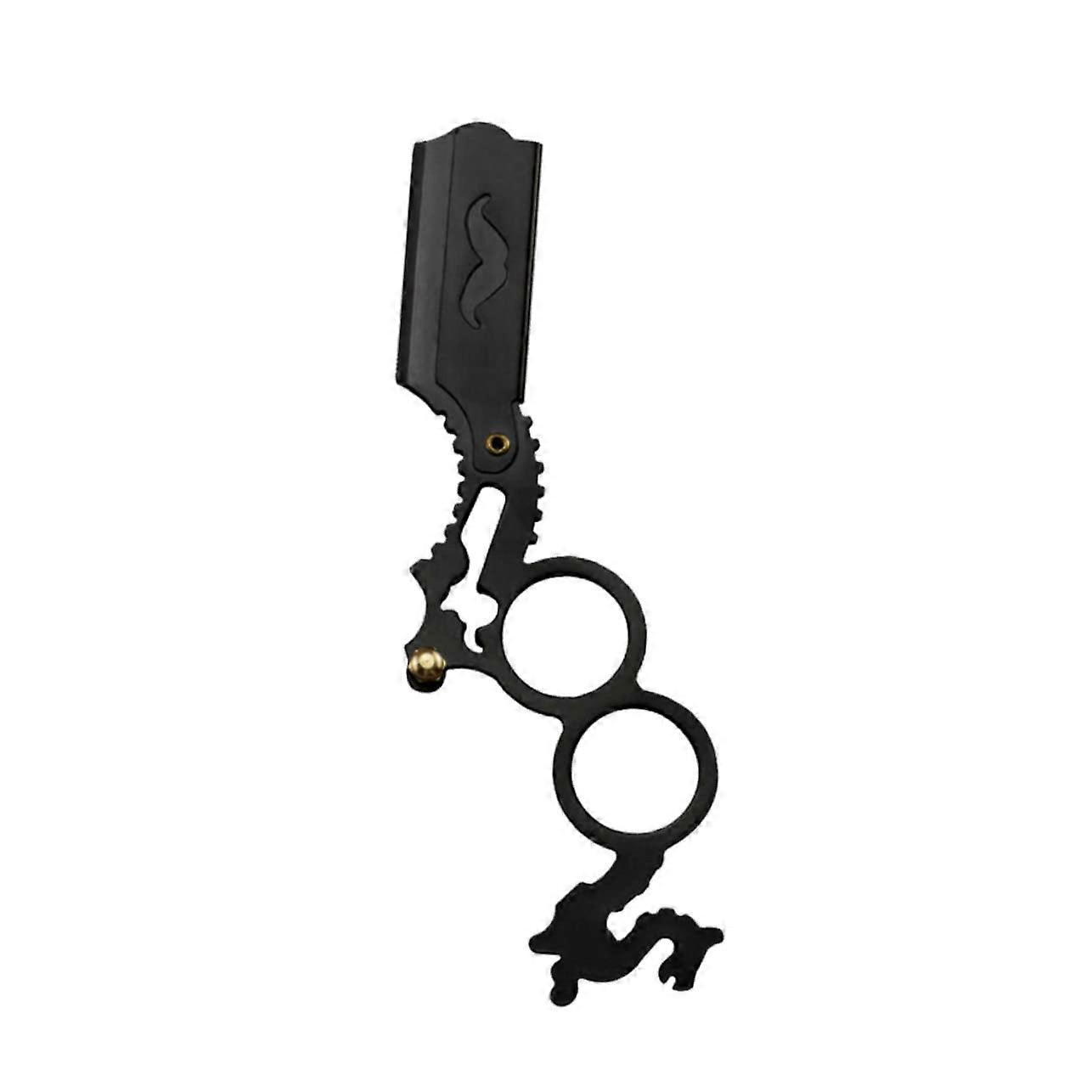 Manual Oil Head Carving Razor with Double Finger Ring, Beard Trimmer for Contouring