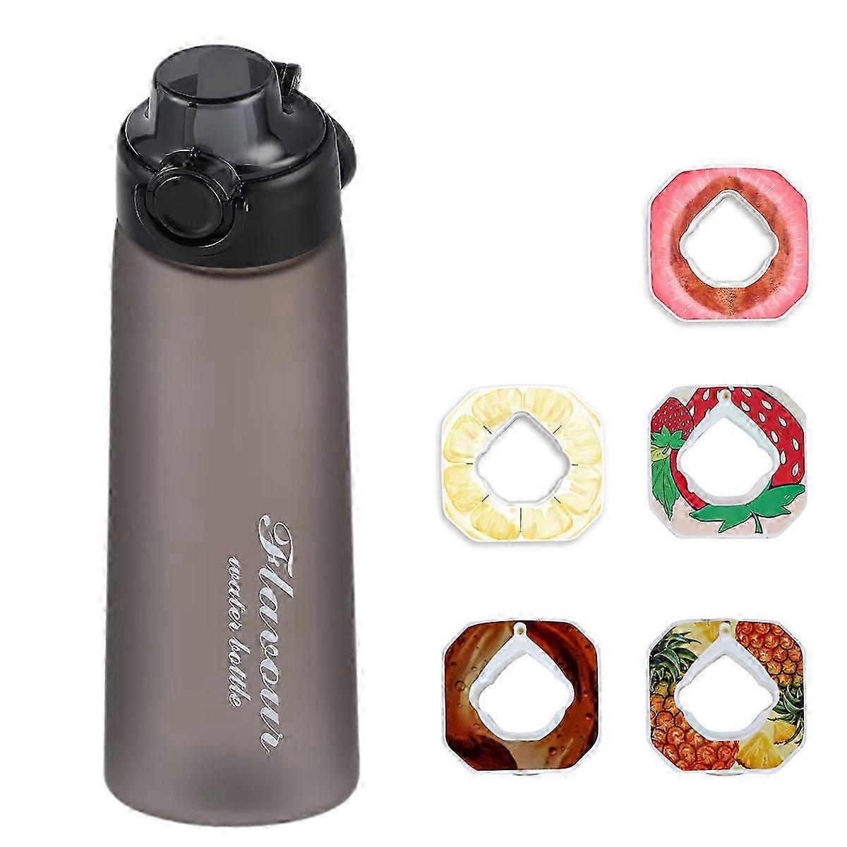 Flavored drinking bottle starter set with purple bottle and fragrance pods.