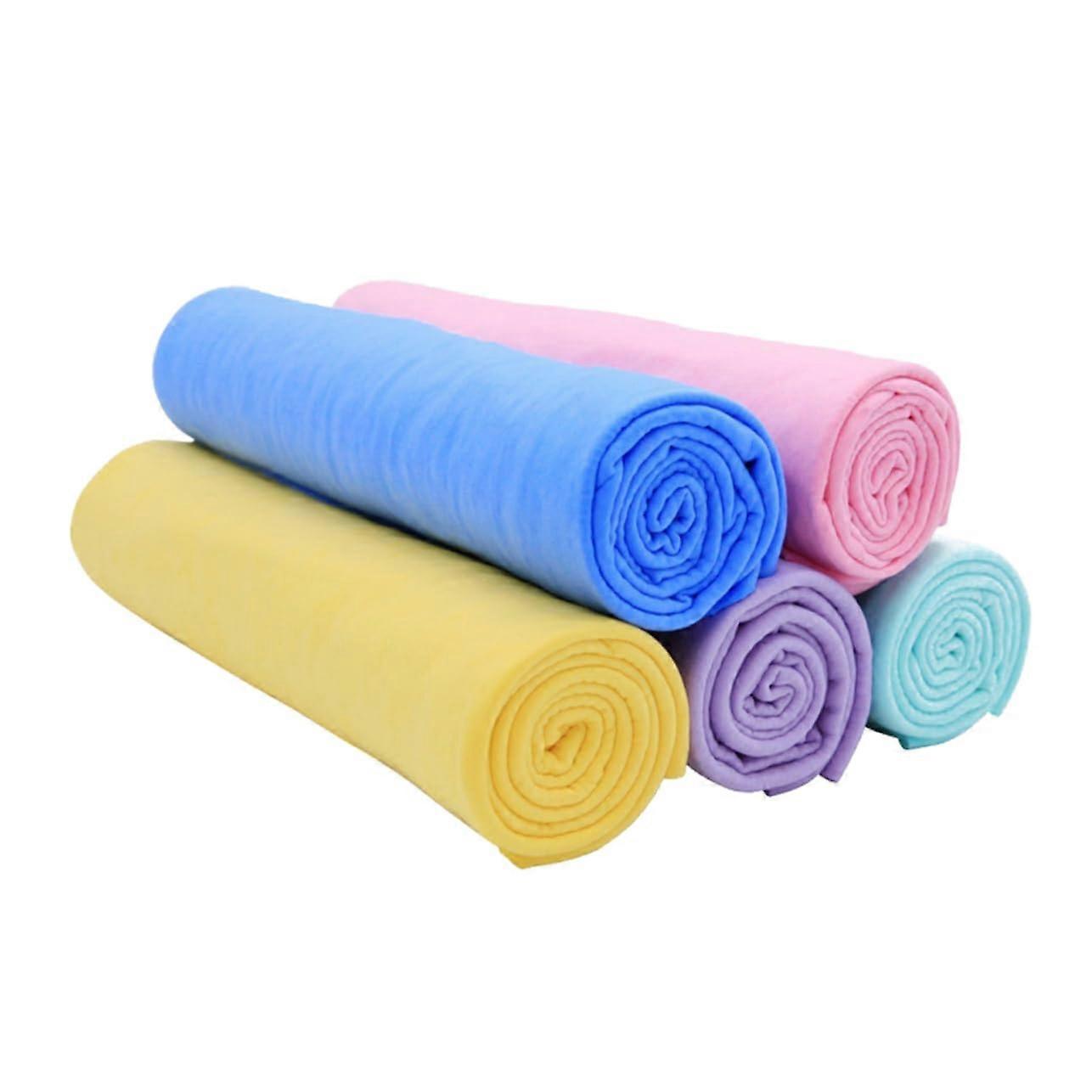 Set of 5 PVA Pet Towels, Super Absorbent and Soft Bath Towels for Dogs and Cats, Quick Drying, Random Colours, Ideal for the Care and Cleaning of Pets