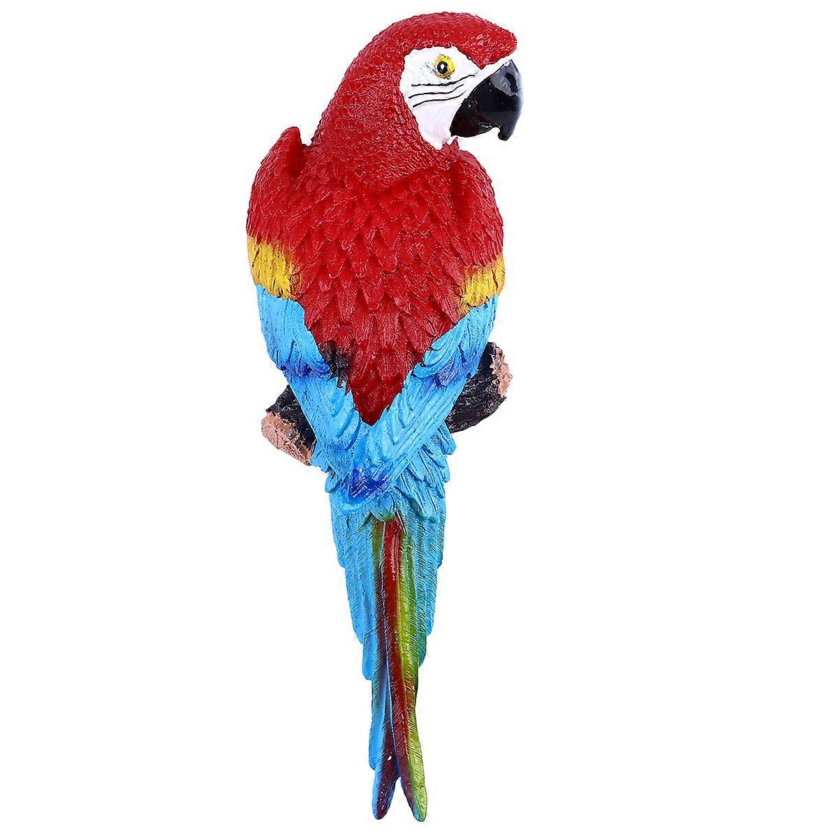 Red Parrot Wall Art Parrot Figurine Wall Decoration For Home And Garden Lovers 1Set