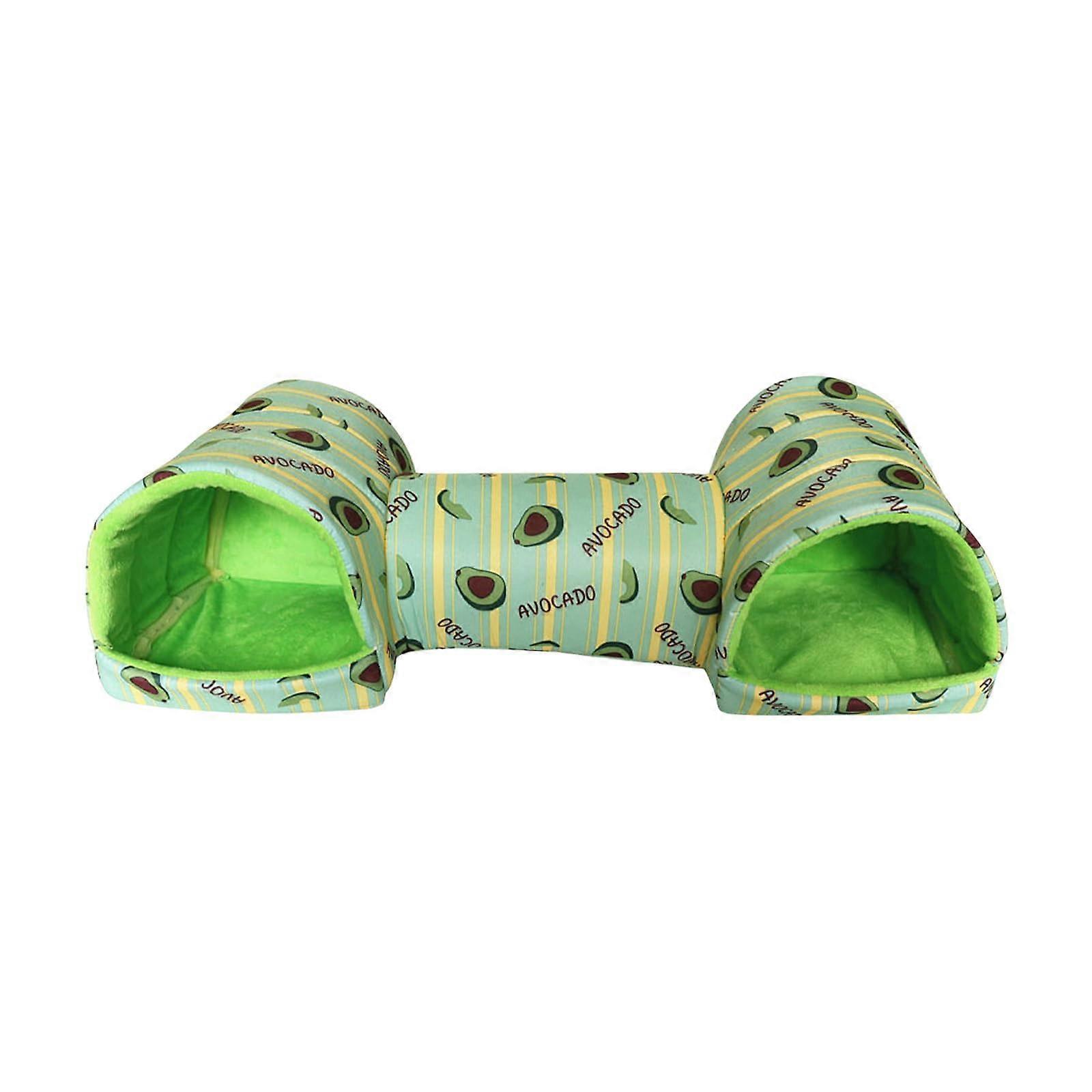 Foldable Pet Cave Bed Tunnel Nest for Chinchillas Gerbils Soft Warm Resting Sleeping Tunnel Shelter for Small Animals Avocado