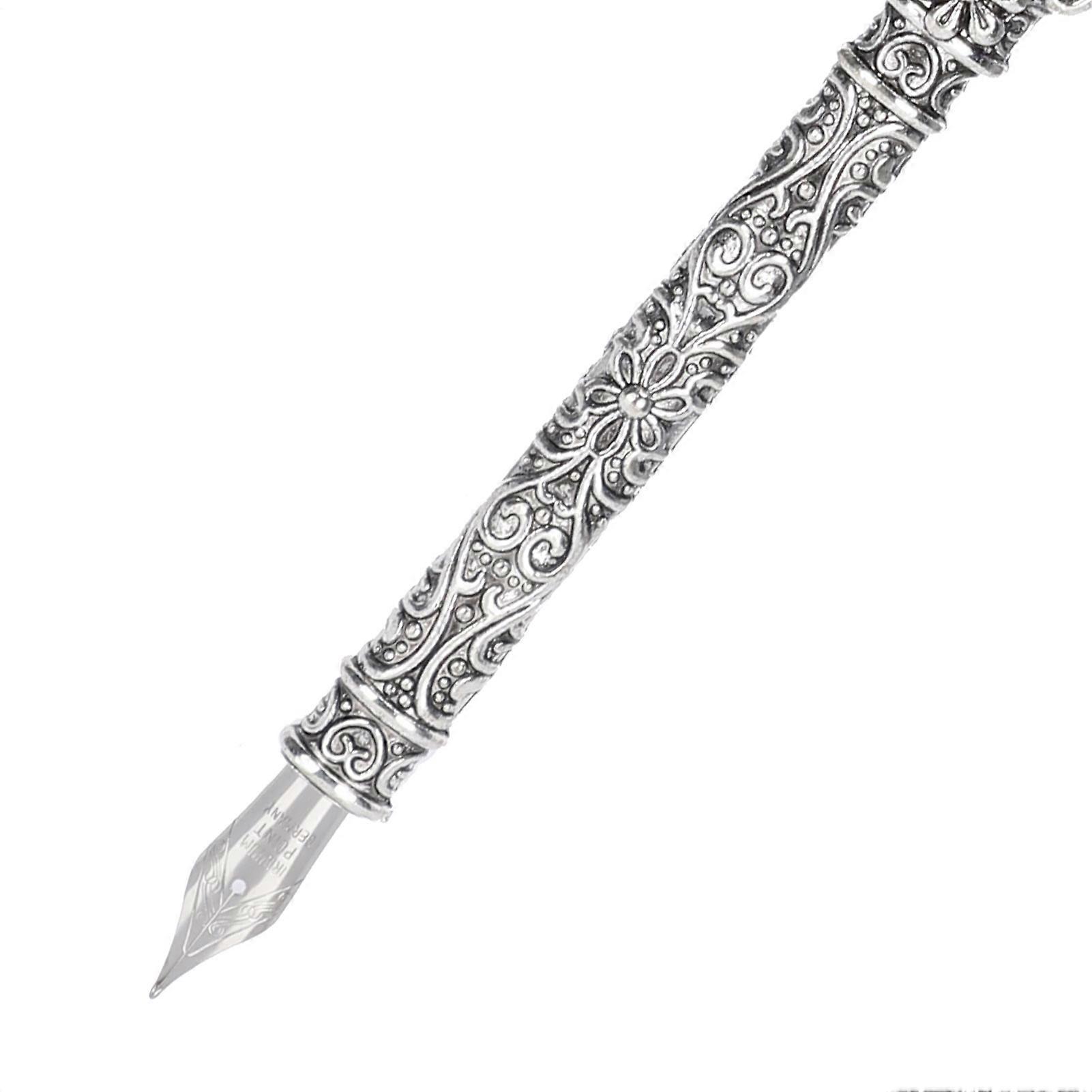 Feather Pen Vintage Writing Drawing Pen Replacement Nib Seal Empty Ink Bottle KitBlue