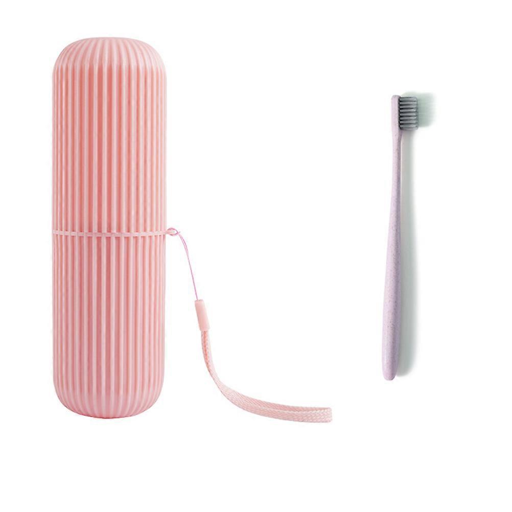 Portable Travel Toothbrush Cup for Storage Use Made of Durable Plastic Pink