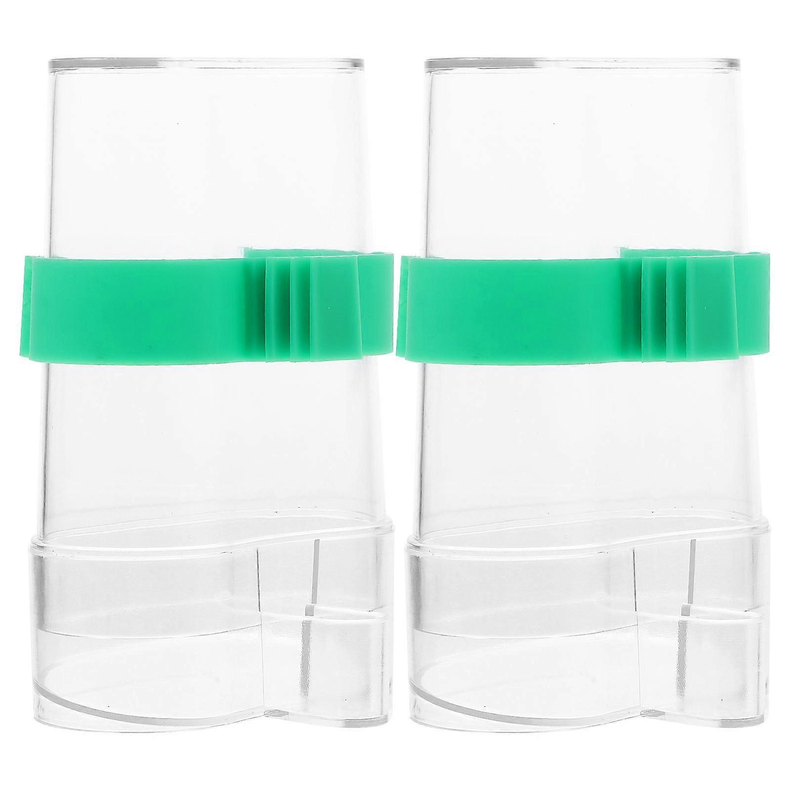 Pet Bird Water Feeder Automatic No Leakage Birds Home 13 x 8.5 x 4.5cm Transparent Three Slots Design 2Pcs
