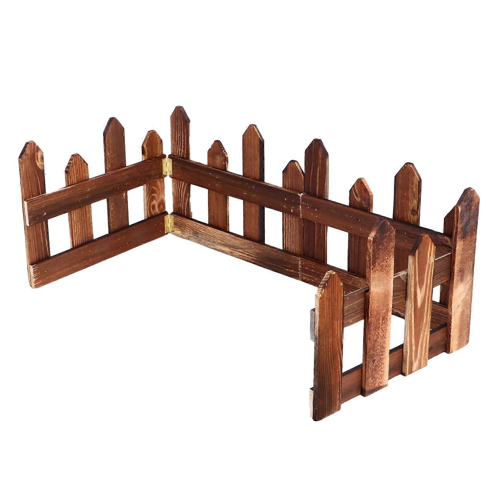 Carbonized Wood Fence Barrier Fencing Decorative Garden Fence For Christmas Tree Garden Edging 1Set