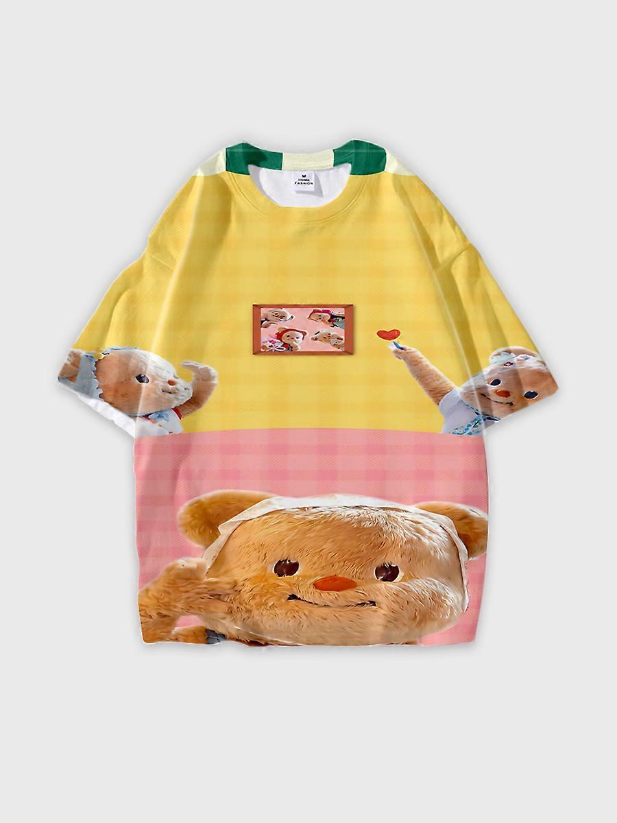 T-shirt round neck Pattern loose short sleeve B1299