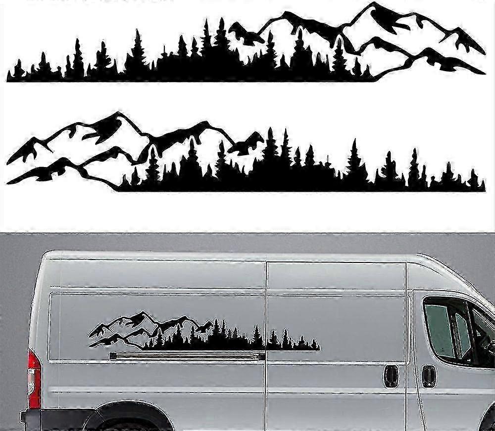 Waterproof car sticker for bumper with mountain forest pattern
