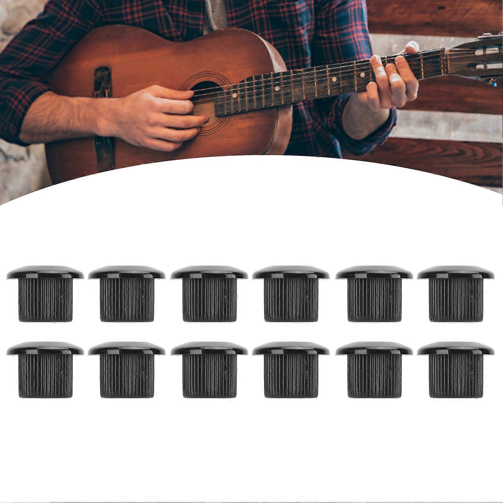 12Pcs Acoustic Guitar Tuner Conversion Bushing 10mm Plastic Adapter Accessory Set Kit Black 