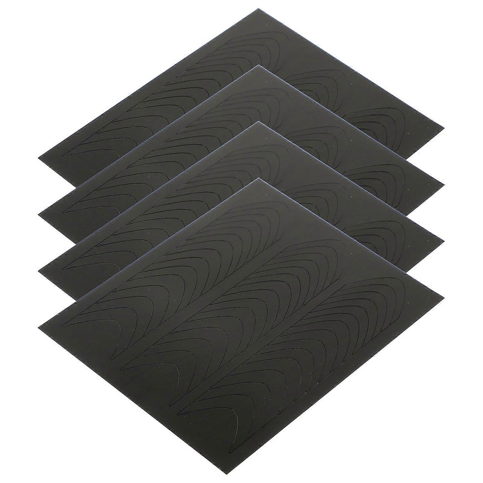 French Manicure Stickers for Decor with Great Adhesion and Easy Use 4 Sheets Black Paper