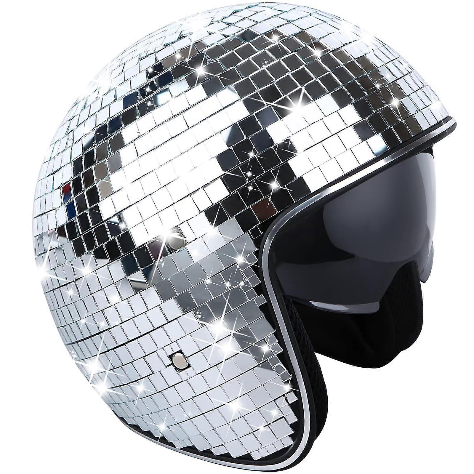 Disco ball helmet with retractable visor, punk, disco ball, costume, hat for bar, DJ, club, party