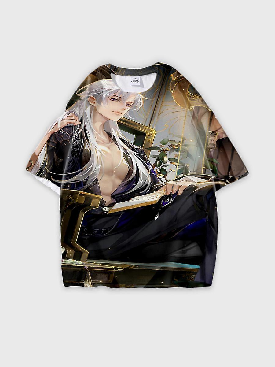 T-shirt round neck Animation Character Pattern loose short sleeve E2410