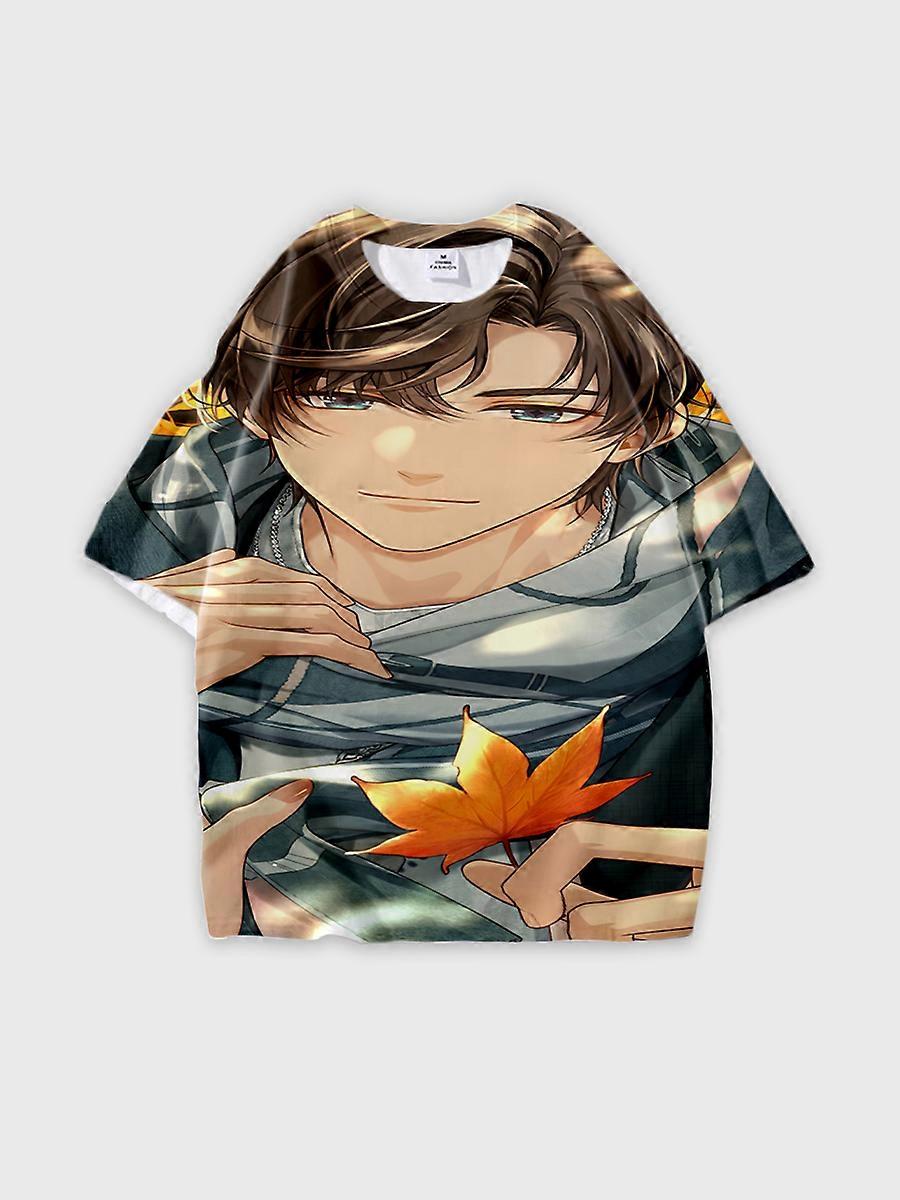 T-shirt round neck Role Pattern loose short sleeve E2190