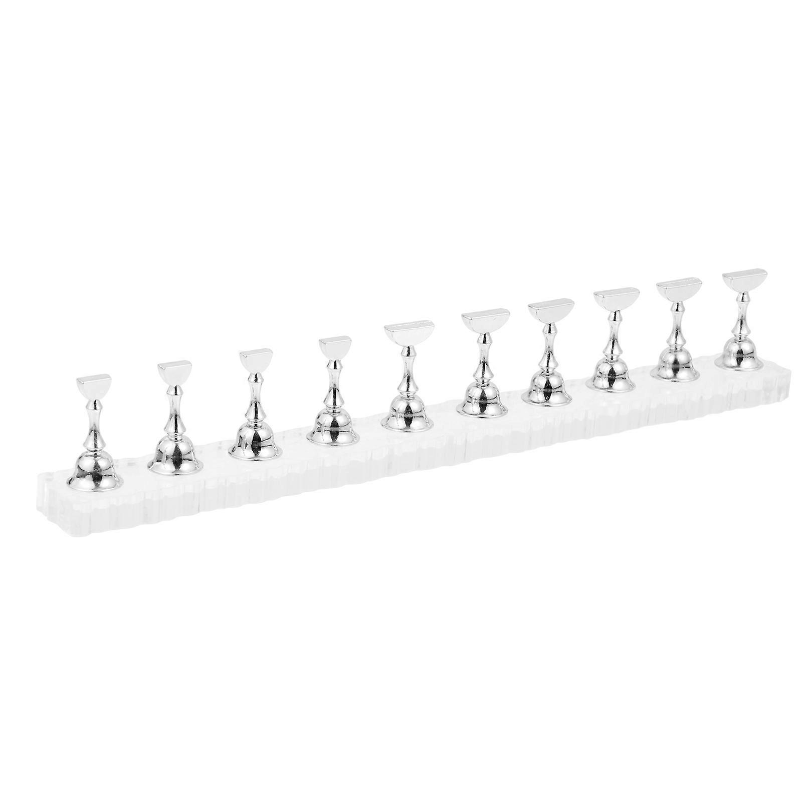 Creative Nail Stand for Nail Art Practice with Acrylic Material Silver Color for Home Use 1 Set
