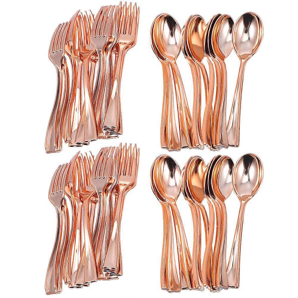Rose Gold and Spoons Set for Home Use Smooth and Safe to Use 48 Pieces