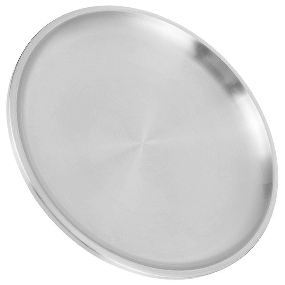 Stylish Stainless Steel Serving Plate for Home Use Silver Color Elegant Design Retro Hammer Pattern 10.5 inches