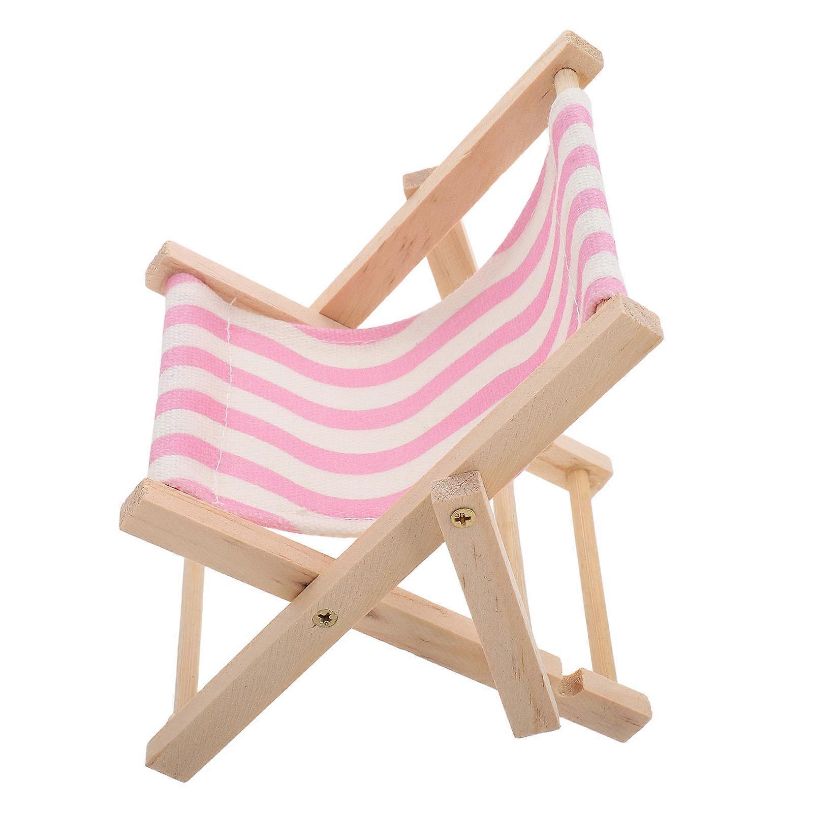 Miniature Wooden Beach Chair Phone Holder Foldable Mobile Stand for Desk Cute Phone Holder Funny Desk Accessories for Office Decor