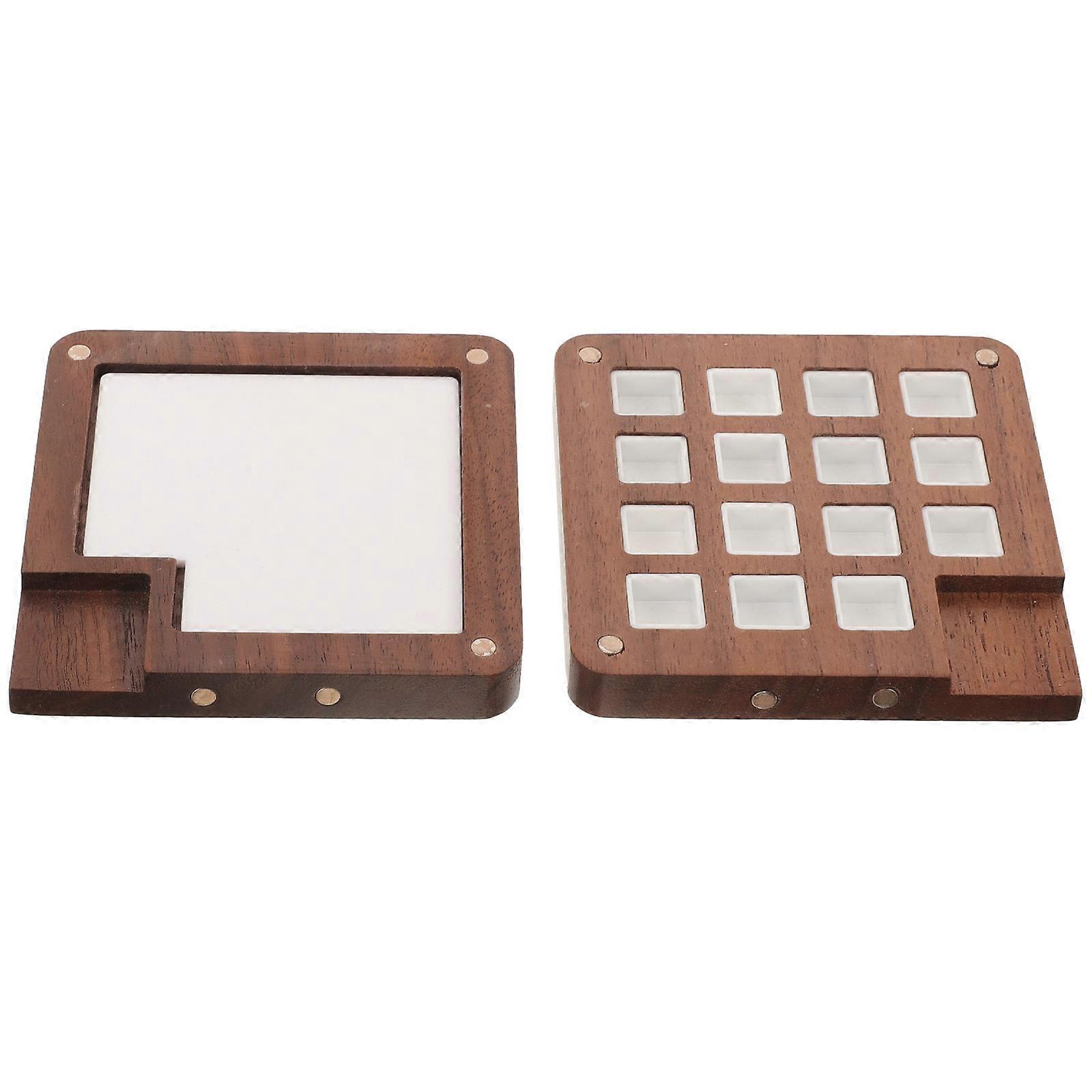Portable Wooden Watercolor Palette for Storage Brown Color Mixing Box Suitable for Students and Artists 7.5 x 5.2 inches