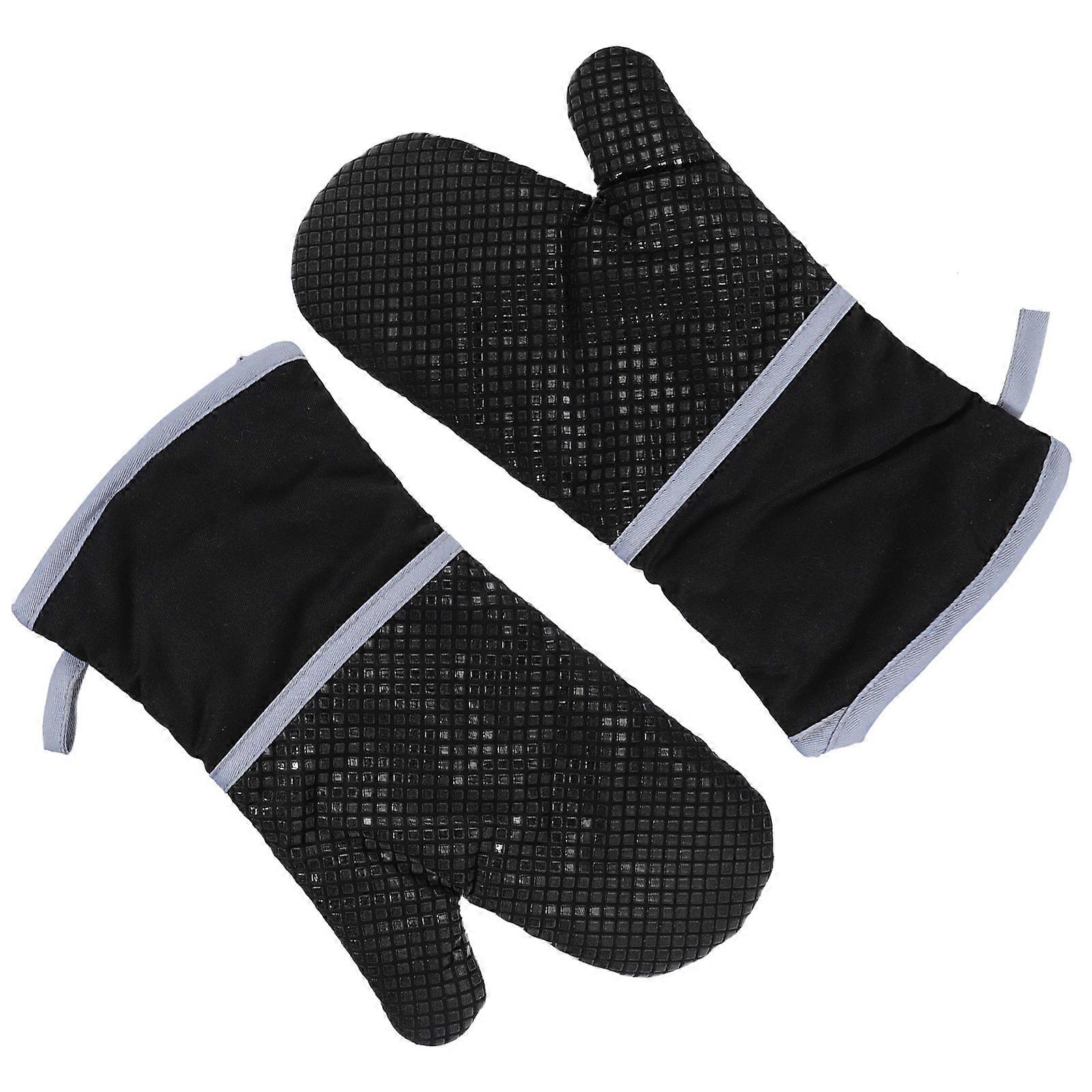 Black BBQ Protective Glove for Baking with High Temperature Insulation and Silicone Material