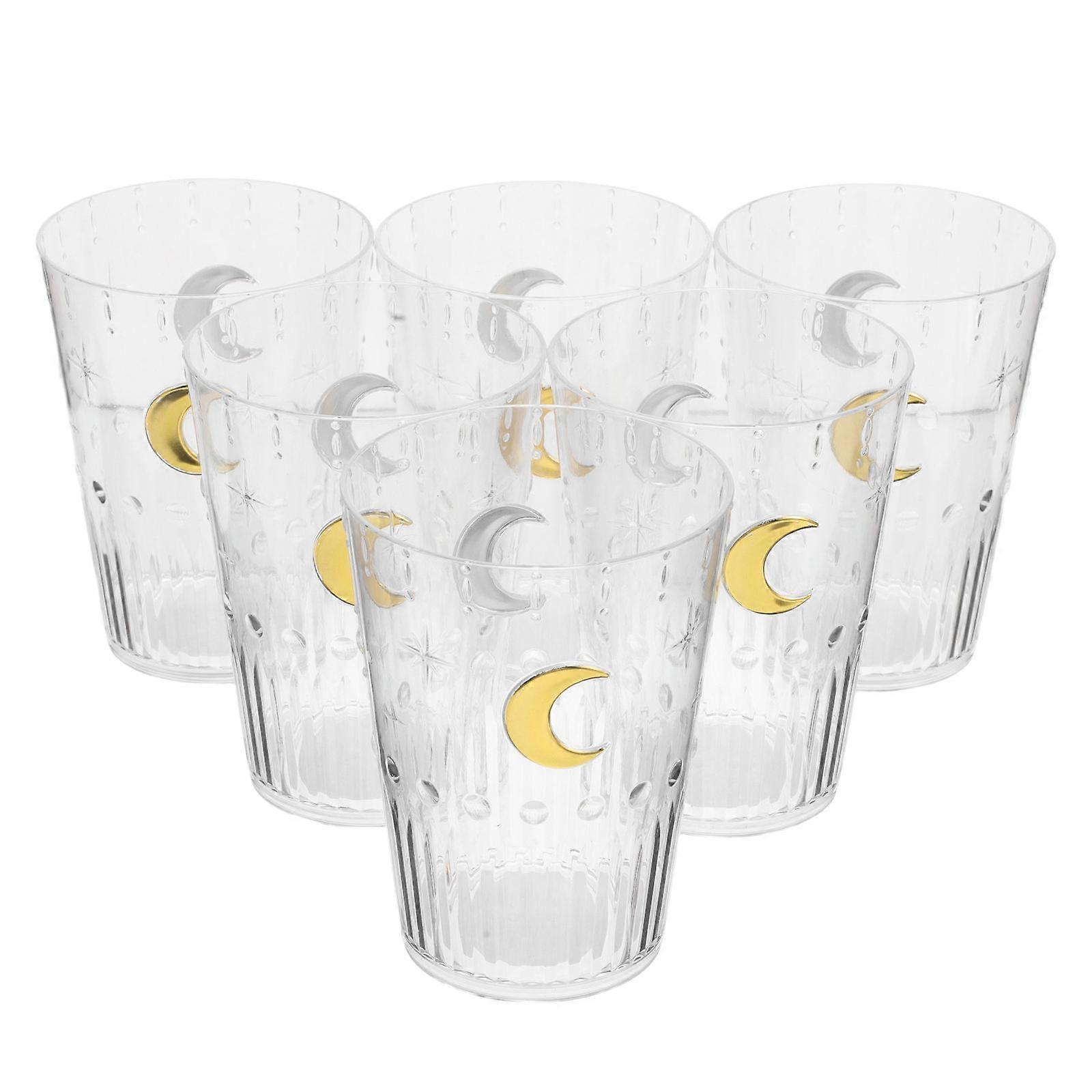 6Pcs Unbreakable Glasses For Family Members With Moon Pattern Clear Design Suitable For Party Home Use Dining Reusable