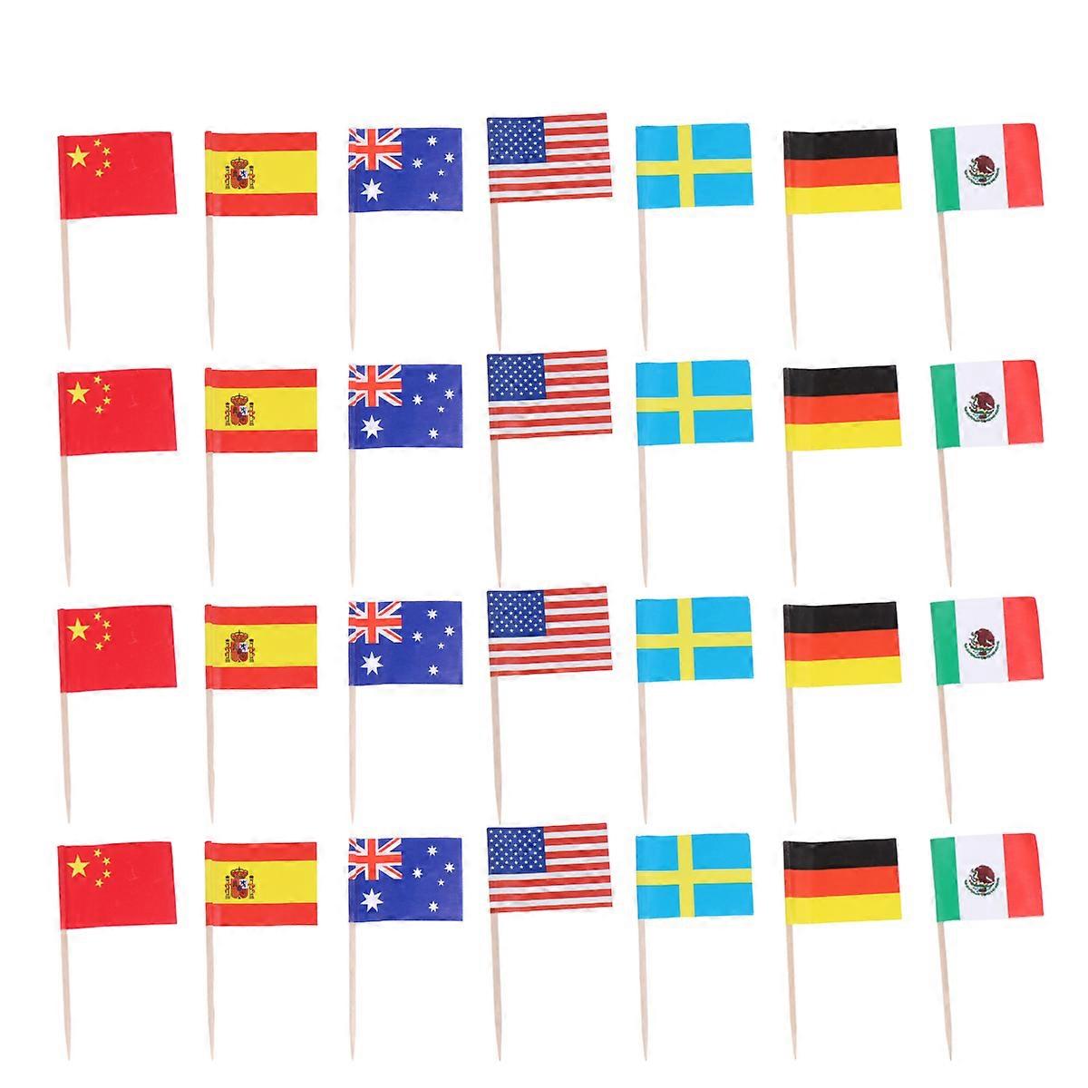 Countries Small Stick Flags Fruit Picks Sports Events 7*5 Labeling 100 Pcs