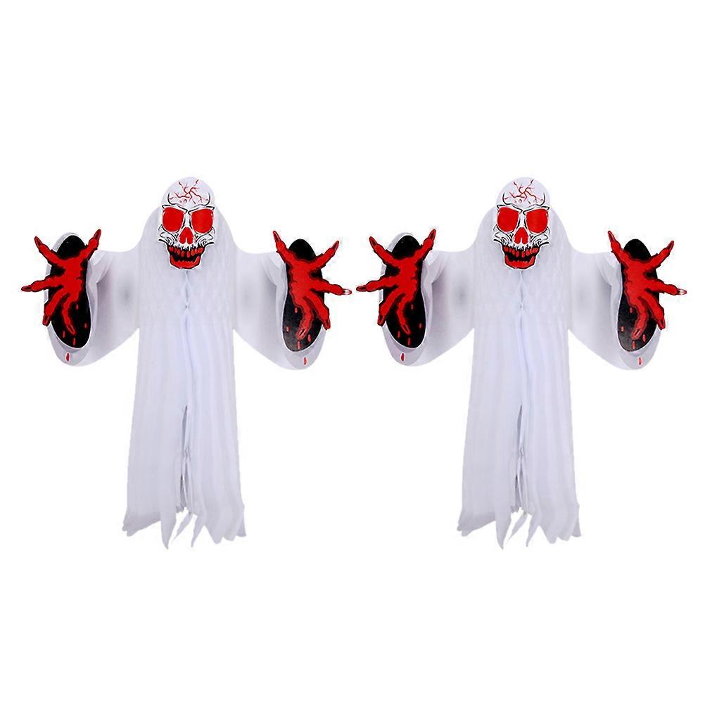 Halloween Theme Hanging Ghost Props Scary Paper Hanging Decorations Ideal For Haunted House 2Pcs