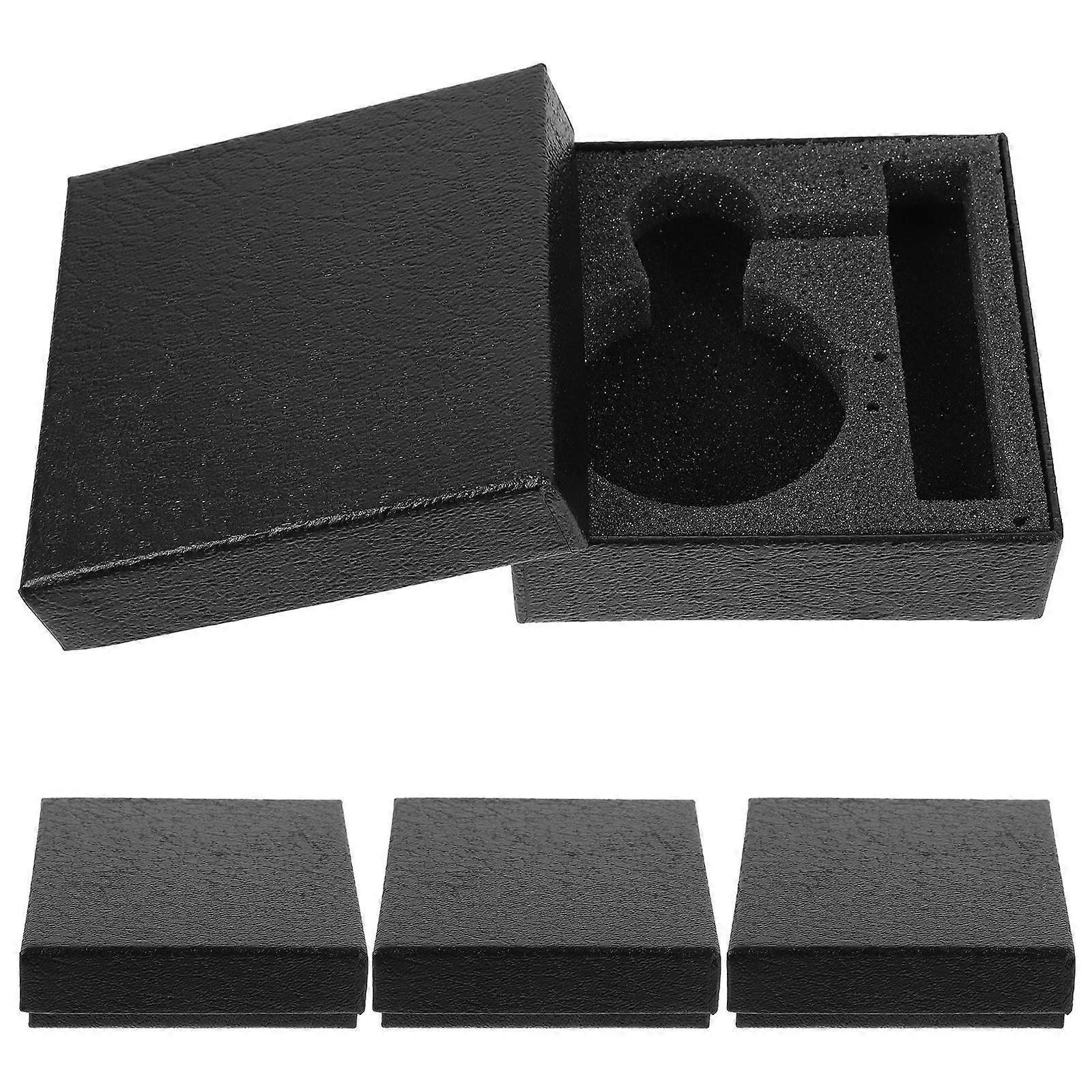 Black Pocket Watch Display Box 4Pcs Storage Solution For Personal Use Perfect For Dressing Table