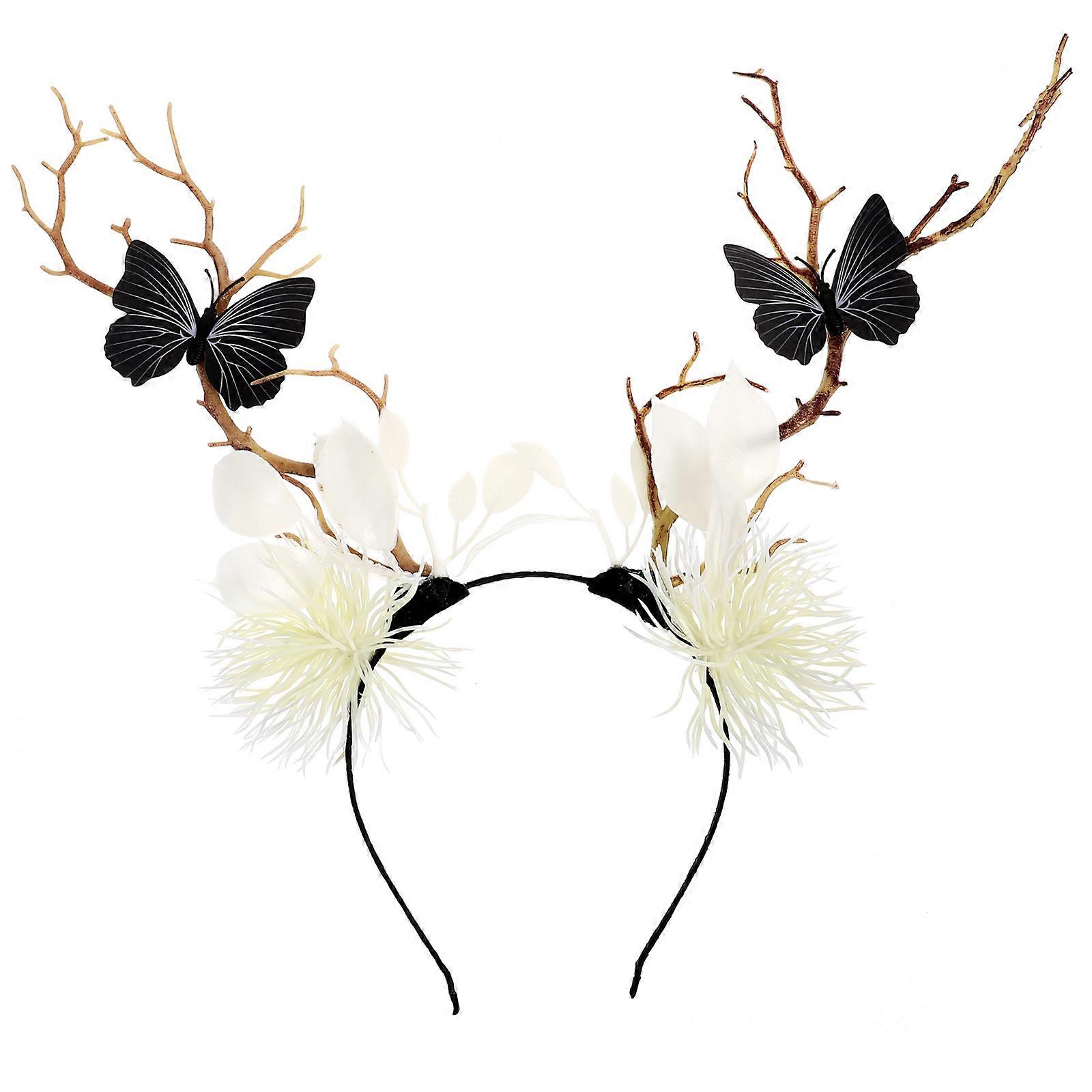Branch Shaped Headband with Black Butterfly Creative Halloween Hair Accessory for Adults, Durable Costume Ornament for Parties and Carnivals