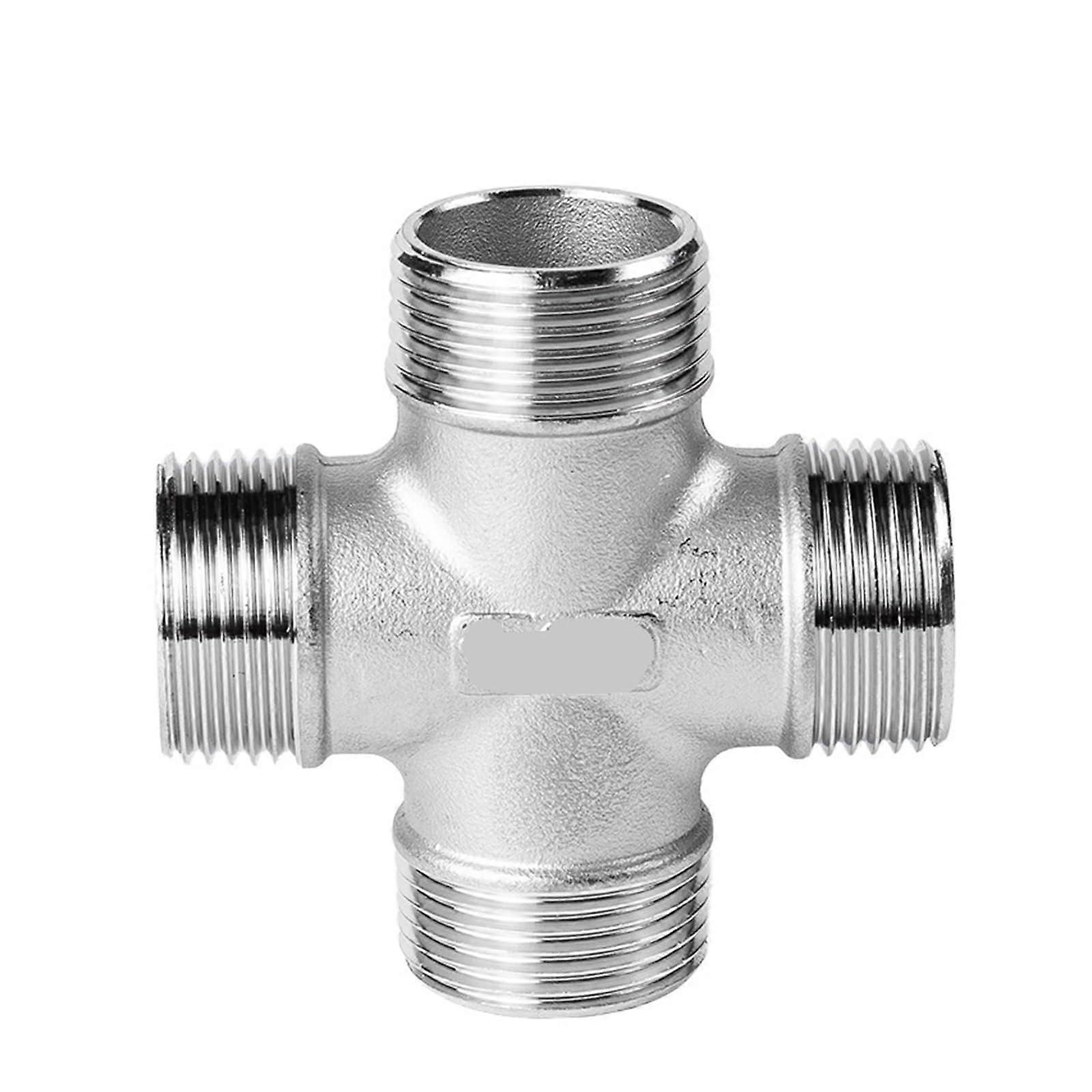304 Stainless Steel Four-Way Threaded Coupling Cross Straight Four-Way Pipe Connector with Internal Threads G1-1/4