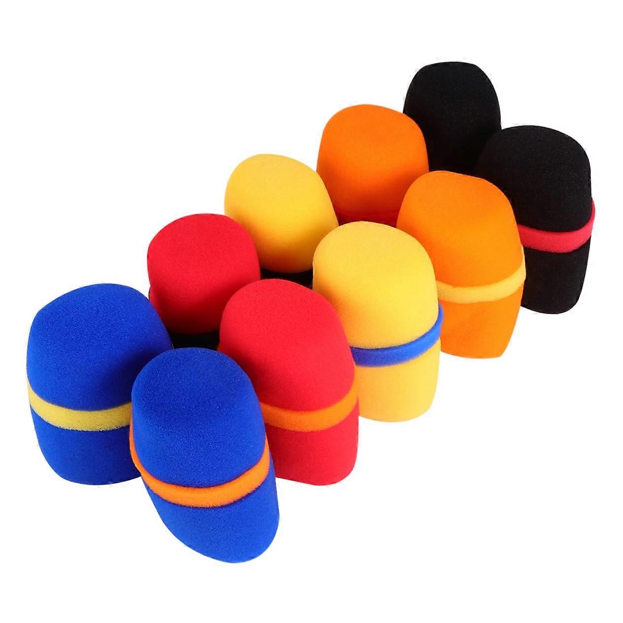 Microphone Foam Windshield 10-Piece Colorful Windscreens for Dust Protection and Noise Reduction, Elastic, Ventilated