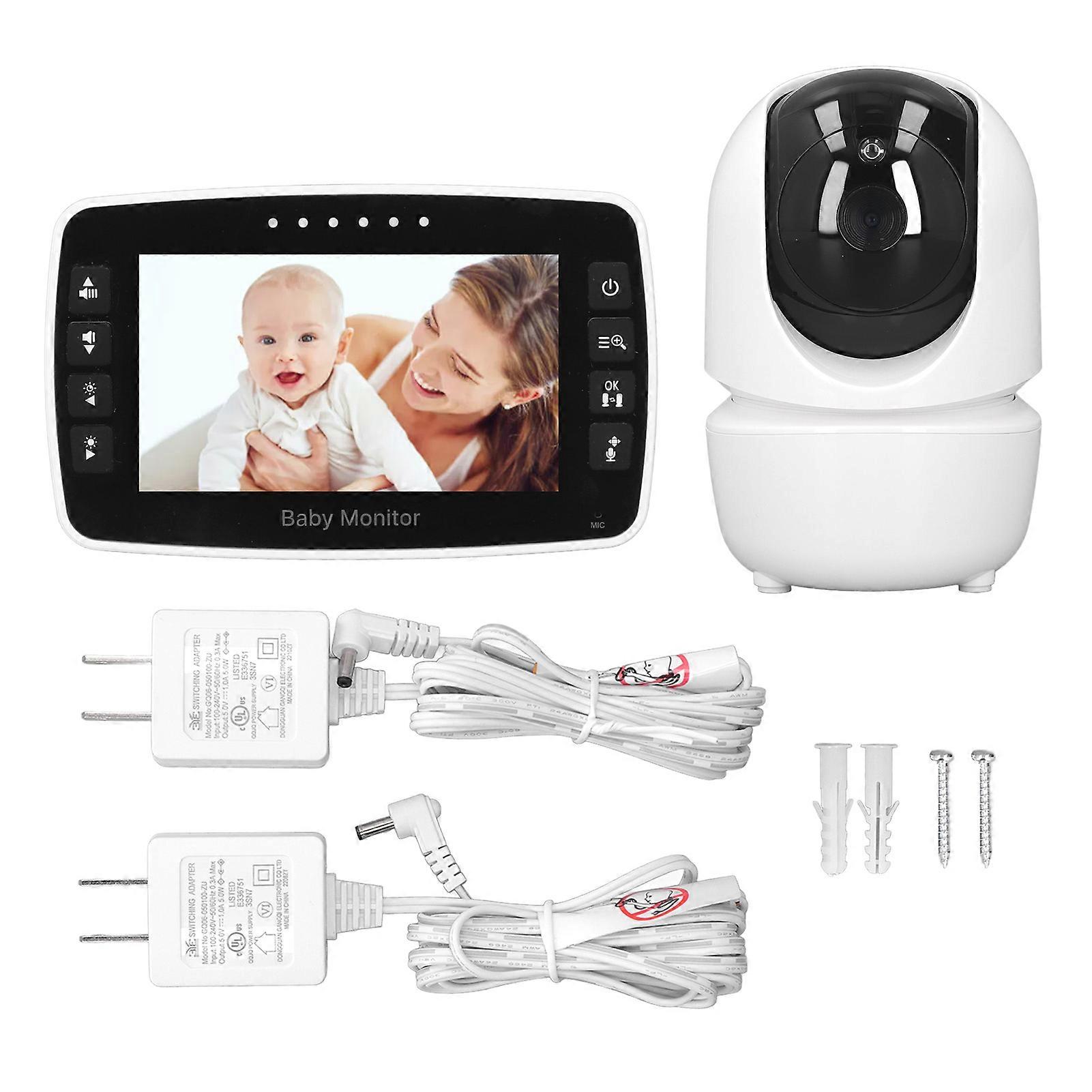 Wireless Video Baby Monitor Pan Tilt Zoom Infrared Night Vision Two Way Talk HD Baby Monitor Camera 100‑240V US Plug