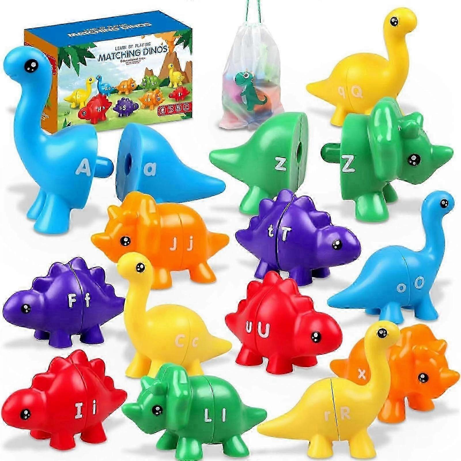 Educational Dinosaur Alphabet Toys for Kids - Matching Letters Game with Double-Sided Fine Motor Skills Development
