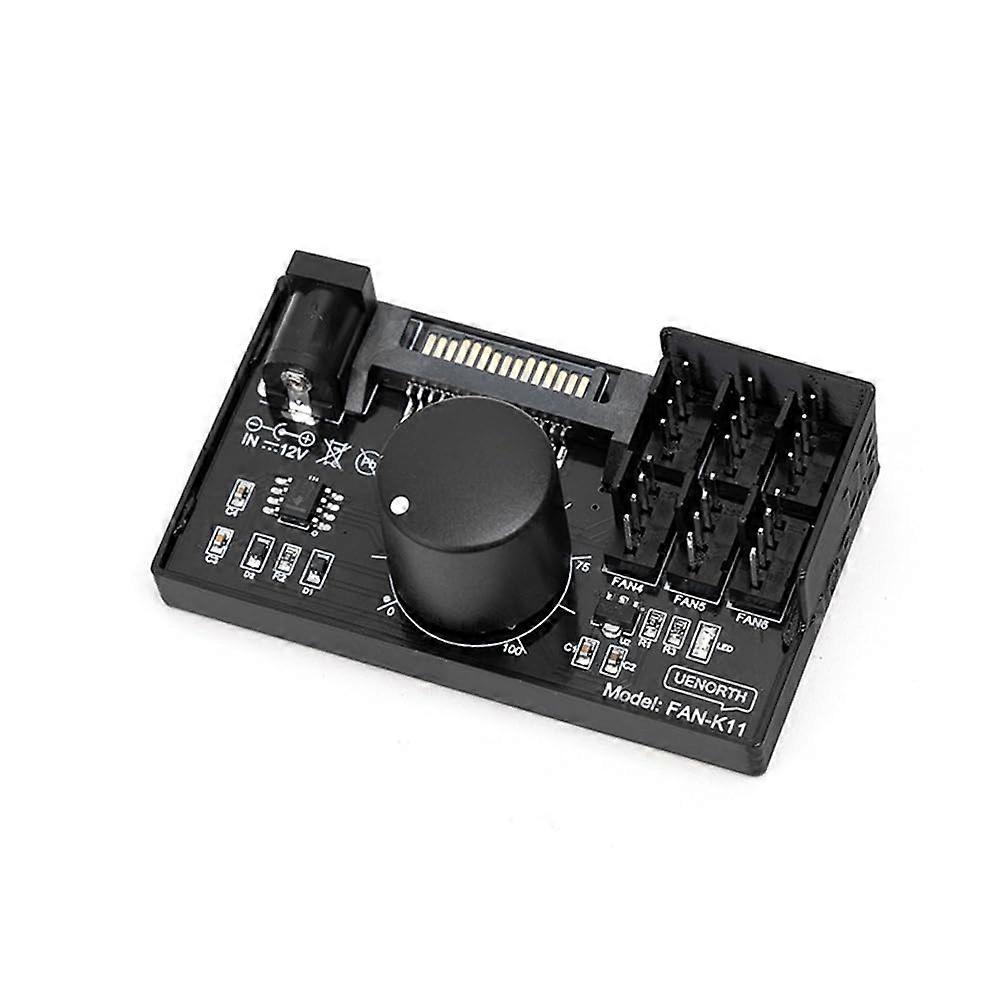 Fan Speed Controller 12V 4 Pin PWM Adapter Hub Power Supply with SATA Interface for 4 PC Case Fans