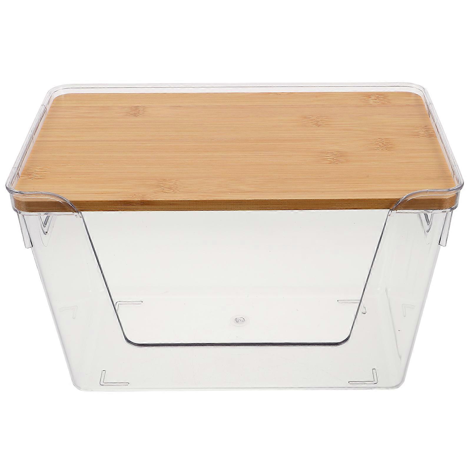 Plastic Trash Bag Organizer With Bamboo Lid For Office And Household Space Saving Design 1Pack