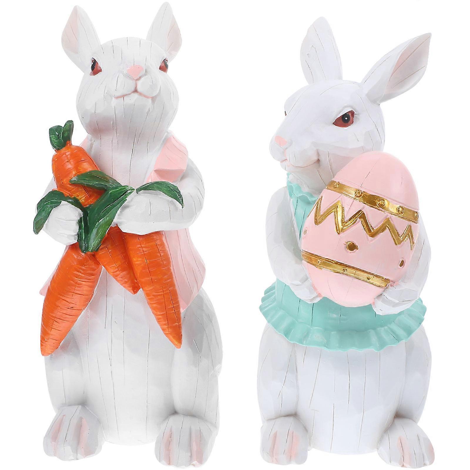 Handcrafted Bunny Ornaments, Practical Resin Pieces for Desk and Garden