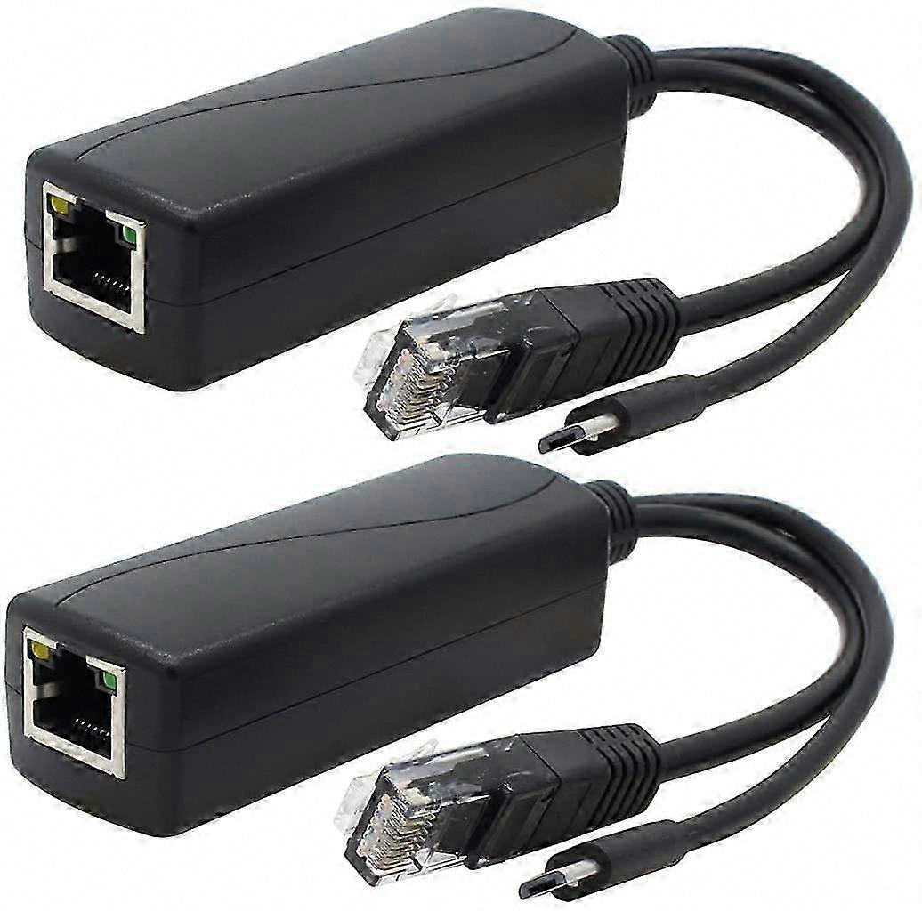 2-Pack Gigabit PoE Splitter, 48V to 5V 2.4A Micro USB Ethernet Adapter, Works with Raspberry Pi 3B+, IP Camera and More