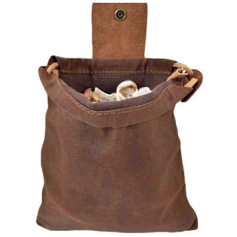 Canvas Feeding Bag - Collapsible Waxed Foraging Pouch, Leather Bushcraft Bag for Hiking and Outdoor Adventures