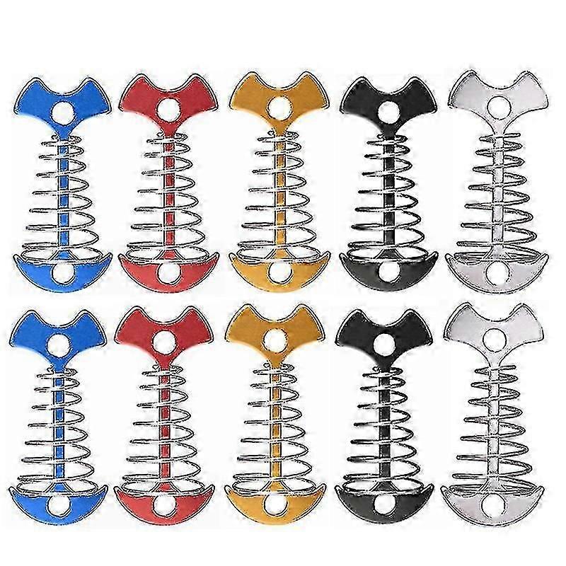 10Pcs Adjustable Plank Floor Spring Anchor Tent Pegs Buckle Outdoor Awning Deck Fixed Nails Camping-Good