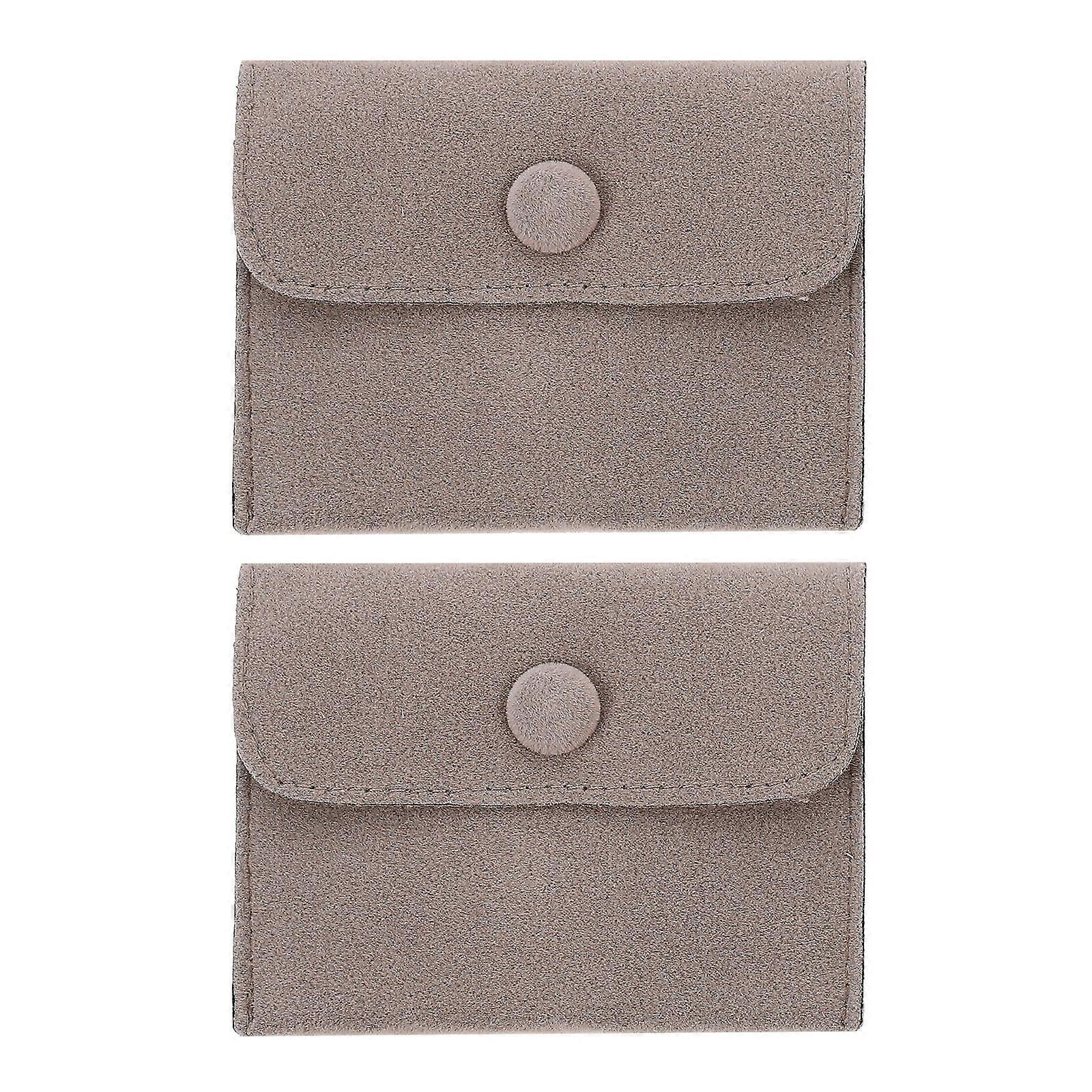 Jewelry Storage Bag 2Pcs Snap Design Rectangular Dark Brown Suitable For Receptions Weddings Annual Parties