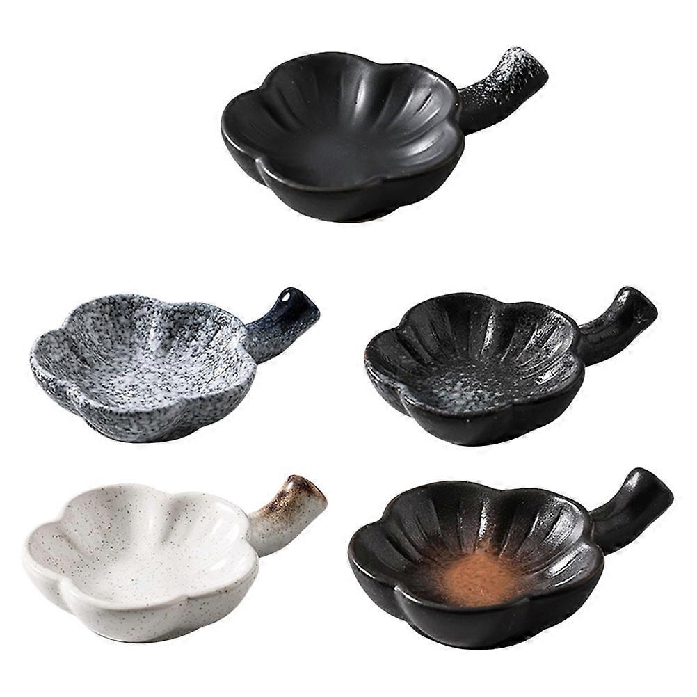 Dipping Bowl With Handle 5 Pcs Small Ceramic Dish Designed For Houses Restaurants Hotels In Assorted Color For Condiment Storage