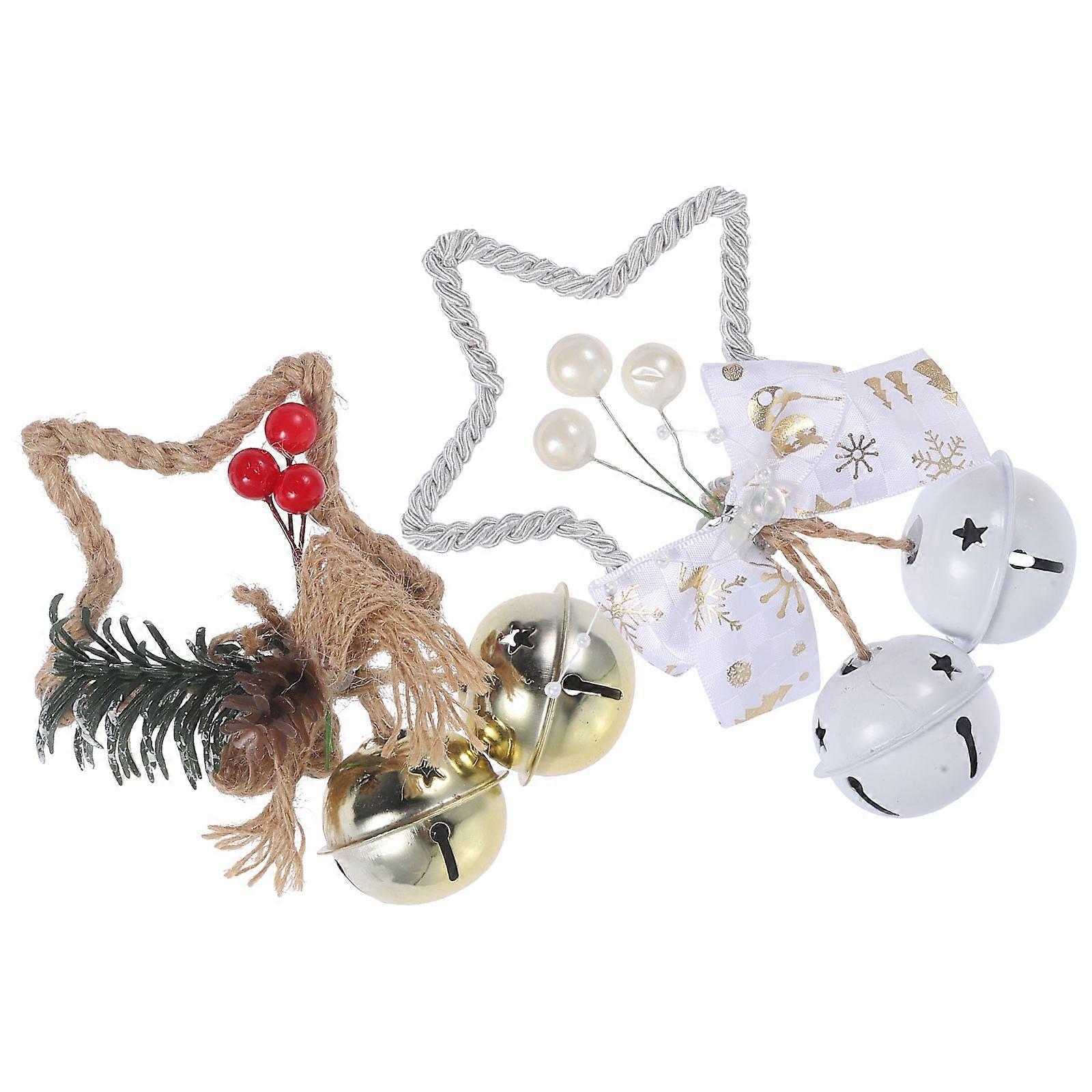 Christmas Bell Hanging Ornaments Lightweight Xmas Tree Decorations with Gold Design for Holiday Window and Wall Display