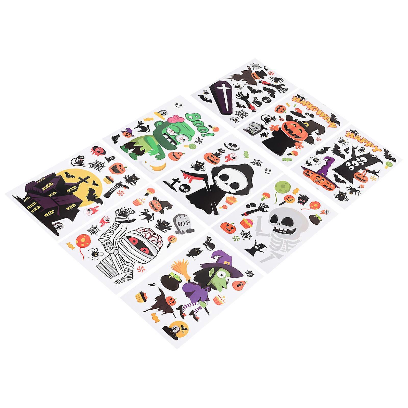 Vinyl Static Cling Halloween Window Stickers 9 Sheets for Home Holiday Decoration Assorted Color
